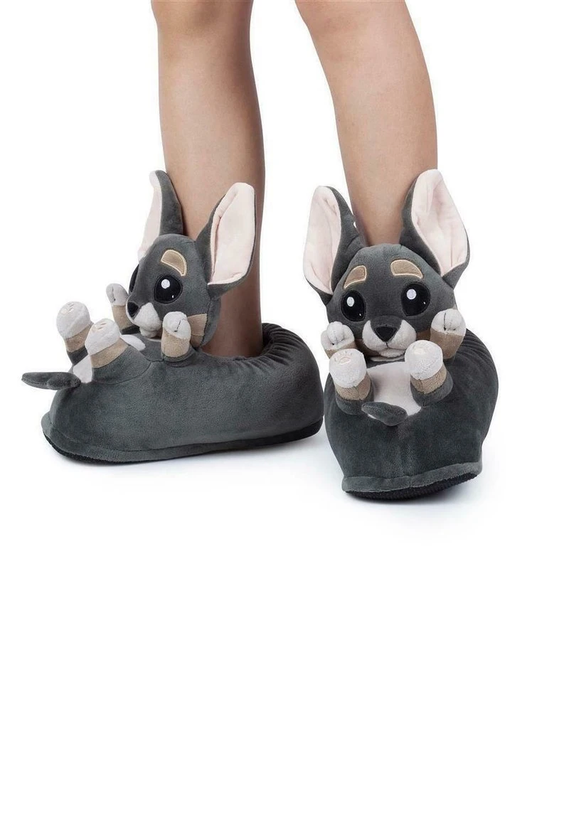 PLÜSCH-TIER-PANTOFFELN - Hausschuh - "chico" Der Chihuahua" (braun) 1 PLÜSCH-TIER-PANTOFFELN - Hausschuh - "chico" Der Chihuahua" (braun)